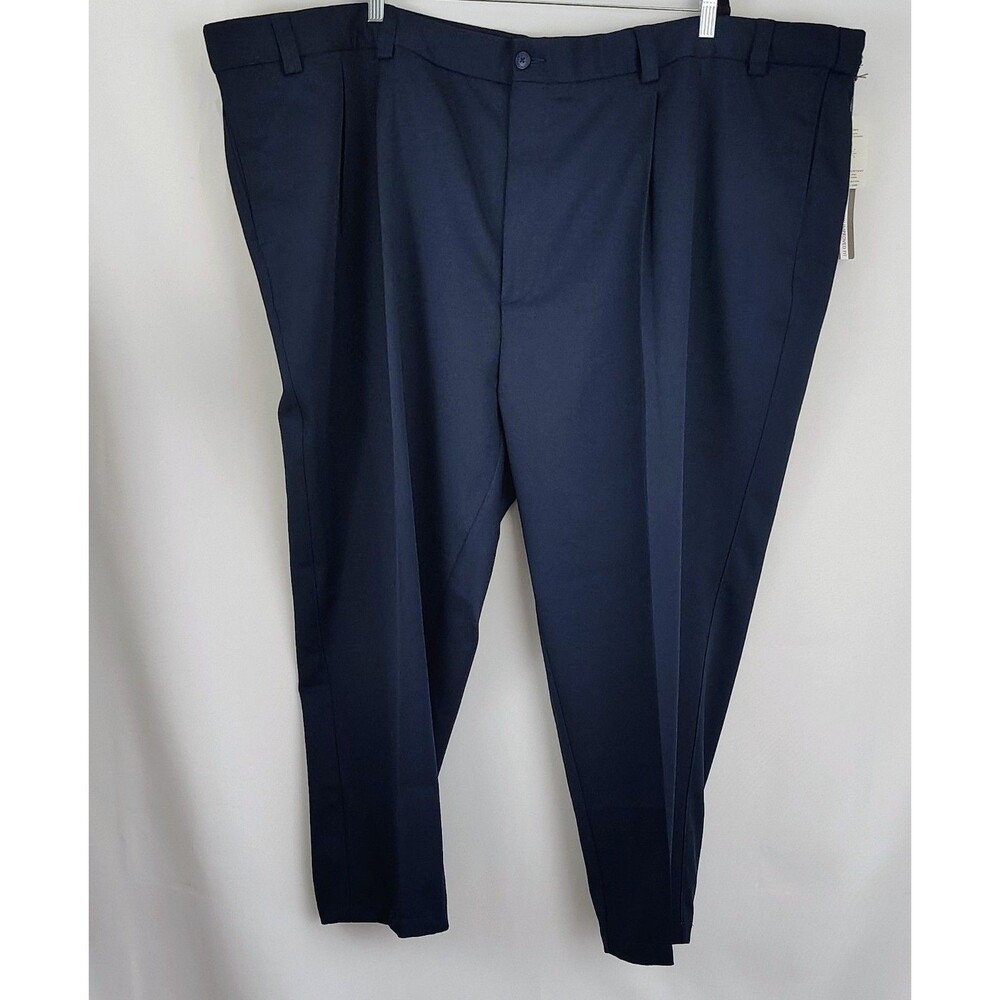 Oak Hill Navy Blue Microfiber Pleated Pants Men’s Size 60x 28 NWT Preppy Classic